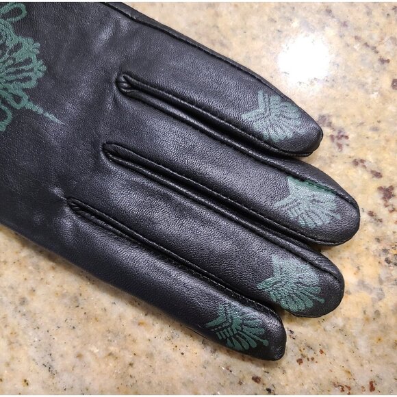New! Women Size XL Black Leather Lined 10" Gloves Henna Tattoo Fairy Whimsigoth - Picture 2 of 16
